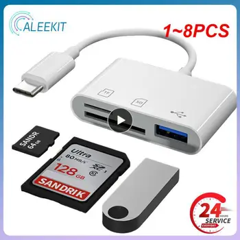 1 ~ 8ШТ Elough Type C Адаптер TF CF SD Четец на Карти Памет, USB C Card Адаптер За Macbook OTG Сценарист Compact