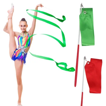 12шт 2-метрова лента за художествена гимнастика с пръчка, детски танцов лента, лентата за гимнастика