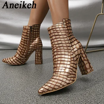 Aneikeh 2024, моден тренд, ботильоны от изкуствена кожа с петна 