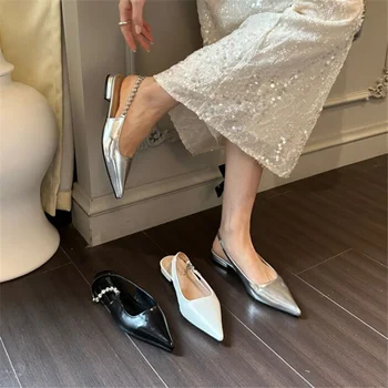 Bailamos/ дамски модни сандали, дамски обувки-лодки на ниски обувки, маркови сандали-сандали с остри пръсти, елегантни дамски джапанки за муле.