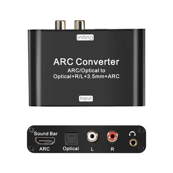 Адаптер преобразувател ARC КПР, съвместими с HDMI, канал за връщане на възвратно аудио Цифров оптичен SPDIF, коаксиален към аналогов 3,5 мм L / R стерео.