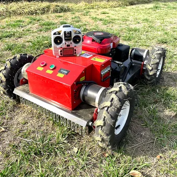 Интелигентен дизайн с дистанционно управление на колесната косачка RC robot small garden grass cutting machine за продажба