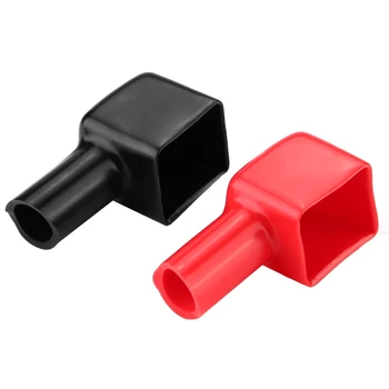 Капачки клемм батерията Черно, червено/комплект Универсални 4,5x2x2 cm изолационни облицовки за клемм батерията Добра изолация за кола