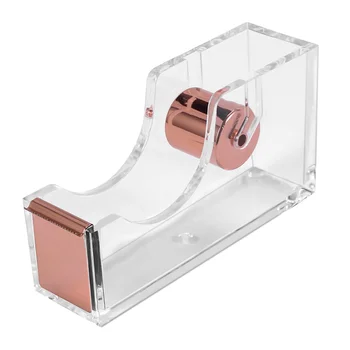 Луксозна опаковка за акрилна лента на работния плот в офис дизайн от прозрачно розово злато
