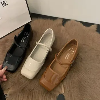 Марка Bailamos/ Дамски обувки на равна подметка, oxfords, дамски обувки с квадратни пръсти, Лоферы, Ежедневни обувки, Мокасини Mujer