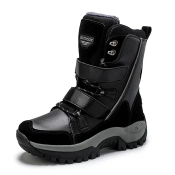 Модни против хлъзгане водоустойчиви дамски зимни ботуши, топло памучен обувки със средна дължина, за отдих на открито, размер 36-42