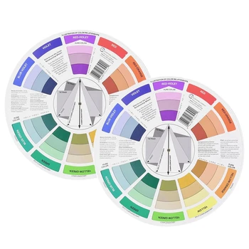 Ръководството на смесването на цветове, 2 комплекта 9-инчов творческо на цветовия кръг, наръчник за смесване на бои, арт модул за обучение инструмент за смесване на бои