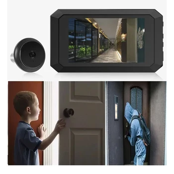 Цифров електронен визьор Magic Eye нощно виждане, за да видите защитни врати с 3,97-инчов LCD екран, вратата, шпионка, камера 1080P.