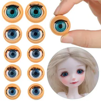 1 чифт силиконови 4D куклено въртящи се на очните ябълки с миглите САМ Куклени очи Имитация на очната ябълка Аксесоари за куклено на очите Eye Eyechips