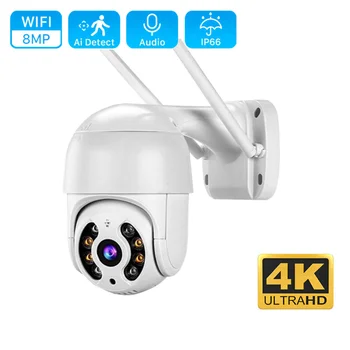 4K 8MP Smart Wifi PTZ Камера с 5-кратно Цифрово Увеличение AI Откриване на Човек ONVIF Безжична IP Камера Видеонаблюдение за Защита на Дома за сигурност iCSee