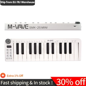 MIDI клавиатура M-VAVE SMK-25mini Акумулаторна клавиатурата инструмент за управление на MIDI с 25 клавиша, мини Преносим USB-клавиатура MIDI-контролер