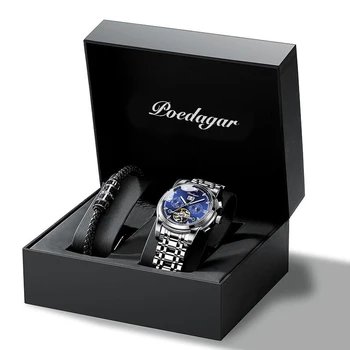 POEDAGAR 2021 Нови модни Механични часовници на Най-добрата марка на Луксозни Автоматични мъжки ръчен часовник водоустойчив светещи Relogio Masculino