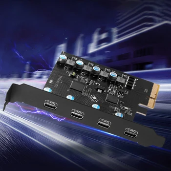 Адаптер преобразувател 5V PCI-E в USB 3.2 с подкрепата на разширителни карти PCI-E в USB3.2Gen2 със скорост 20 gbps за Windows7/8/10/ Mac OS/ Linux