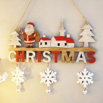 Висулка Дядо Коледа весела Коледа Коледна врата Дървена Подвесное украса за дома 2023 Коледни Подаръци Навидад Noel Нова година 2024