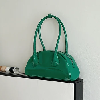 Дамски Ретро чанта през рамо, реколта чанта-тоут от лачена кожа, модерна чанта с горната дръжка, универсална чанта за пътуване