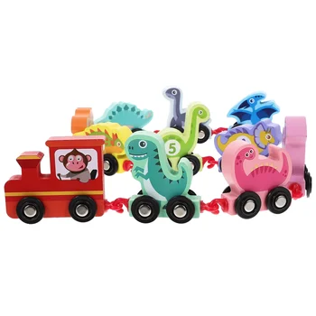 Детска дървена азбука в събирането, тянущий влак, дигитални градивни елементи, играчка кола с динозаври, детски играчки с животни