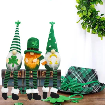Джудже на Деня на Св. Патрик, Безлични кукла, Ирландски Зелено каре, Джудже, Плюшено Елф, бижута, Скандинавските подаръци за деца Tomte