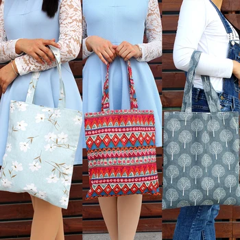 Ежедневни дамски пазарска чанта от мек памук и лен, цветенце, ежедневни чанти-тоут, чанта през рамо, чанта
