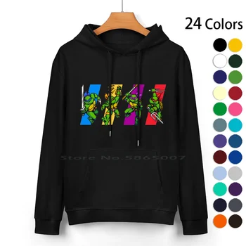Изберете вашия пуловер с качулка Turtle от чист памук, 24 цвят Пиксел графики Snes 16 Битова arcade Turtles In Time Червен Син Оранжев Видео