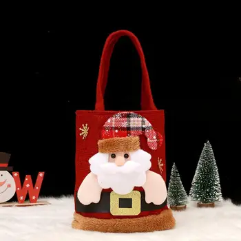 Изискана Коледна Чанта През Рамо Коледна Чанта-Тоут Голям Капацитет Коледна Чанта с Анимационни Дядо Коледа за Деца