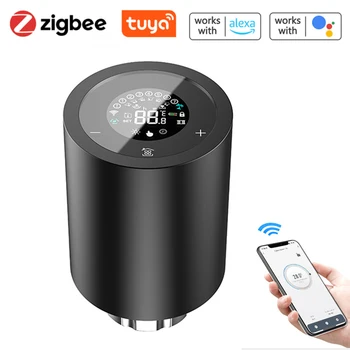 Интелигентен клапан термостат Термостатичен вентил Интелигентно Подпомагане на мобилно приложение за управление на контролер на радиатора за Zigbee