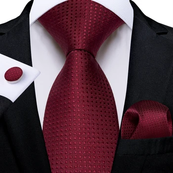 Класически червени Обикновена Сватба Вратовръзки за мъже от естествена коприна и полиестер, Бизнес 8 см. Вратовръзка, Шалче, копчета за Ръкавели, Аксесоари за партита, Вратовръзка