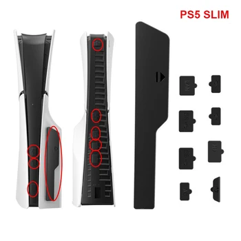Комплект силиконови пылезащитных заглушек за PS5 Slim, прахоустойчив, калъф, пылезащитная накрайник за Playstation версия 5 на тънък диск, аксесоари за конзоли-9 бр.