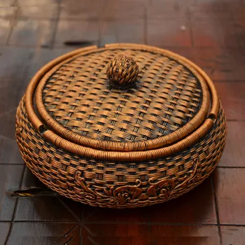 Креативен ретро-релеф в китайски стил, голяма сламена кошница, пепелник с капак, модерен подарък за момче по поръчка