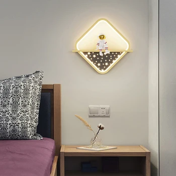 Минималистичные Квадратни led осветление стена Astronaut Child Bedroom Bedsides Wall Secone Light Модерен интериор на помещението лека нощ