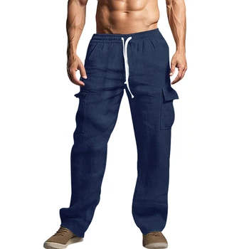 Мъжки панталони-карго, свободни широки панталони с много джобове, Вельветовая градинска дрехи, улични панталони на експозиции, спортни панталони