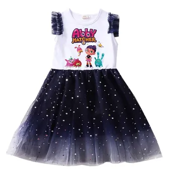 Нова рокля за момичета, карикатура 2023, лято, Аби Хатчър, детска принцеса, красиви вечерни рокли с къс ръкав за момиченца от 3 до 12 години