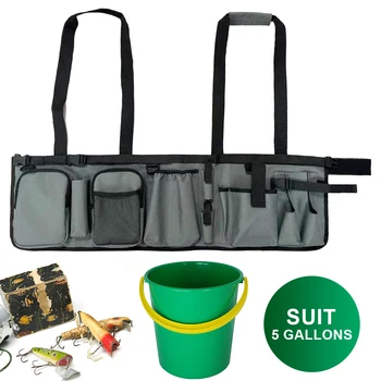 Органайзер за риболовни кофи, чанта за принадлежности за риболов риболов, регулируем обтегач, органайзер за риболовни инструменти, множество джобове за съхранение на риболовни принадлежности