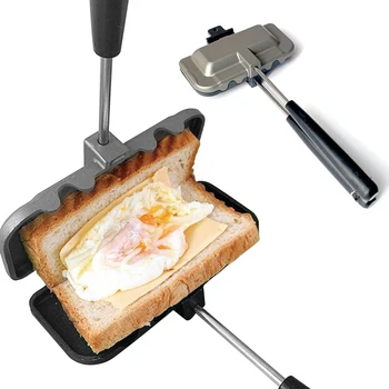 Подвижна тава за печене на сандвичи, двустранен тиган с незалепващо покритие, Откидывающаяся форма-скара за палачинки, омлет, тостове