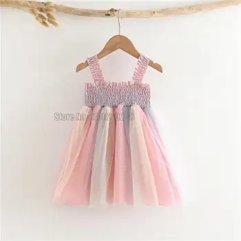 Празничен костюм за момичета нови летни Детски Цветни рокли на принцеси, детска сладък дрехи, детски елегантен костюм