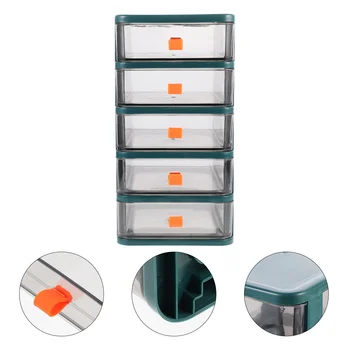 Прозрачен козметични органайзер за грим, калъф за съхранение на бижута, влакчета с 5 чекмеджета за тоалетна масичка, баня или шкафа (зелен)
