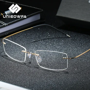 Свръхлеки Титанов Очила Без Рамки за Мъже В Прозрачна Оптични Рамки Корейски Прозрачни Очила за Късогледство В Рамки За Очила