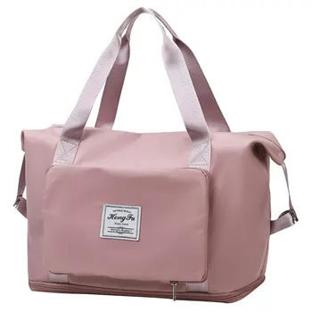 Сгъваем дамски спортни чанти с голям капацитет, чанта през рамо, женствена чанта за тренировки и пътуване, спортна чанта за практикуване на йога, женствена чанта през рамо