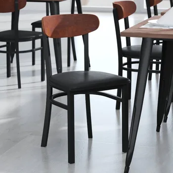 Стол за ресторант Furniture Wright Метал/дърво, орех/черно