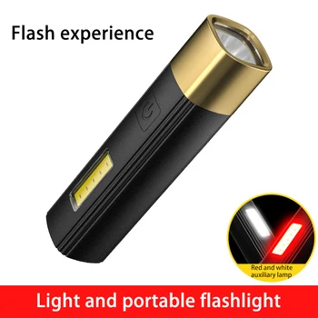 Уличен USB-акумулаторна ярко фенерче Уличен led мини-фенерче със странична подсветка COB bright домашно облекло за къмпинг