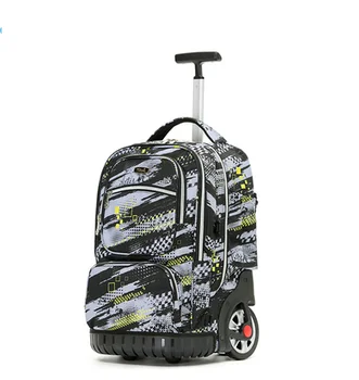 Училищен раница на колела за момчета, 19-инчовата чанта за количка, водоустойчив детски училищни чанти-колички за юноши