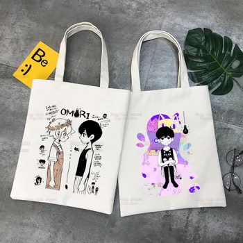 Чанта за пазаруване Omori Graphic Harajuku, памучен чанта за рециклиране, множество джутовая чанта-тоут, сгъваема чанта за пазаруване