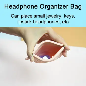 Чанта за съхранение на слушалки Чанта-органайзер за слушалки Компактен силиконова чанта-органайзер за кабели за пренос на данни слушалки Ключове