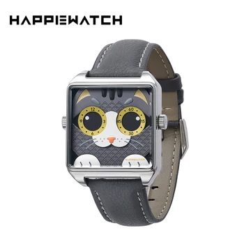 Честит Watch Метеоритен котка, Сиво кварцов часовник, малък и луксозен и модерен дизайн, подарък за рожден Ден